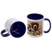 MUG Blanc 11oz/320ml avec intrieur et poigne BLEU - lot de 12