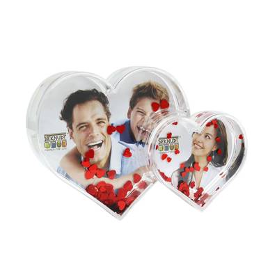 DEKNUDT Cadre Photo Forme Double Coeur 13.5x9cm - vendu par 6