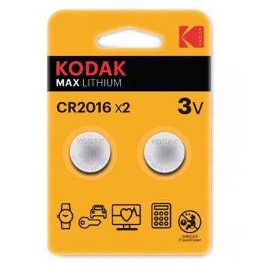 KODAK Piles Bouton Lithium x2 CR2016 - 3 V  Vendu par 12