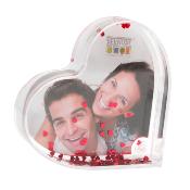 DEKNUDT Cadre Photo Forme Coeur en plexi avec paillettes rouges