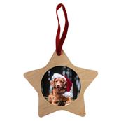 Étoile de Noel en bois brut avec attache - lot de 25