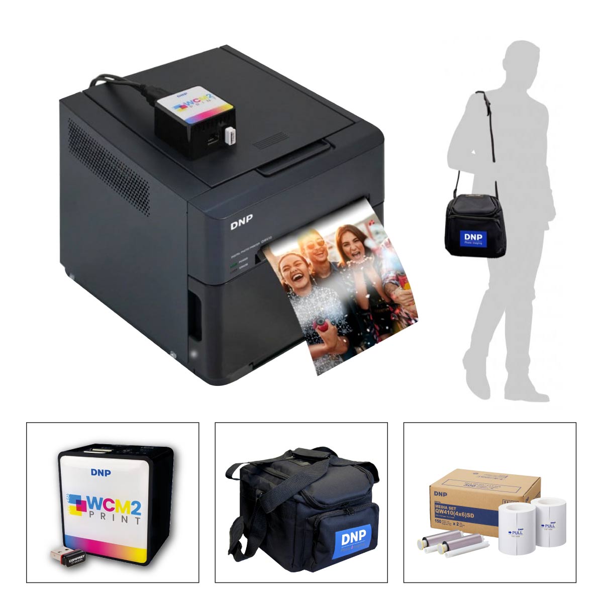 Kit Imprimante DNP QW410 avec WCM2, Papier 10x15 et Sac transport