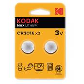 KODAK Piles Bouton Lithium x2 CR2016 - 3 V  Vendu par 12