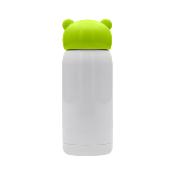 Gourde Enfant en Acier Inoxydable Blanc 320ml Bouchon Vert 