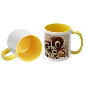 MUG Blanc 11oz/320ml avec intrieur et poigne JAUNE - lot de 12