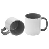 MUG Blanc 11oz/320ml avec intrieur et poigne GRIS - lot de 12