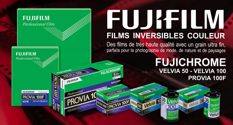 Films inversibles couleur FUJIFILM Velvia et Provia