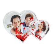 DEKNUDT Cadre Photo Forme Double Coeur 13.5x9cm - vendu par 6