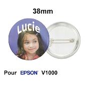 GAMAX - Badge �38mm avec �pingle - pour Epson V1000  - Lot de 100