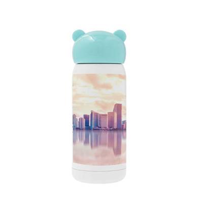 BOUTEILLE Acier Inoxydable Blanc 320 ml Bouchon Bleu - vendu par 6