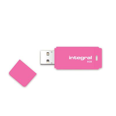 INTEGRAL Clé USB Néon 8GB Rose 2.0 - EcoTaxe comprise