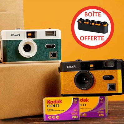 KODAK Kit 4 Appareils F9 (2 coloris) + 10 Films Gold 200 36 + 1 boite