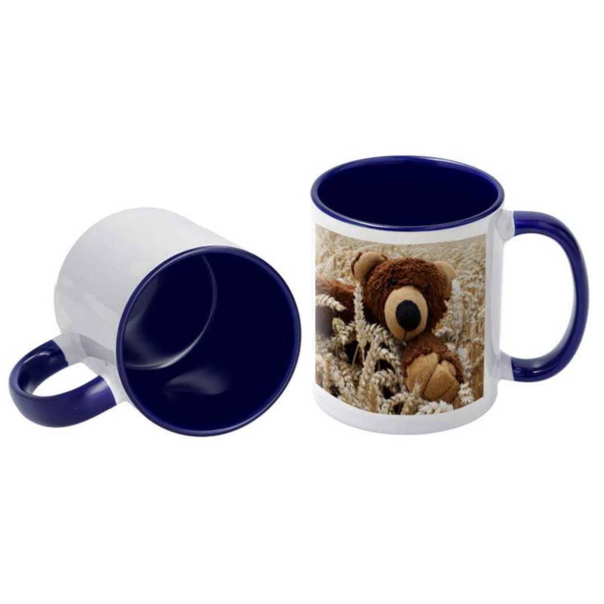 Mug Blanc 320ml (11oz) avec intérieur et poignée BLEU FONCÉ lot de 12