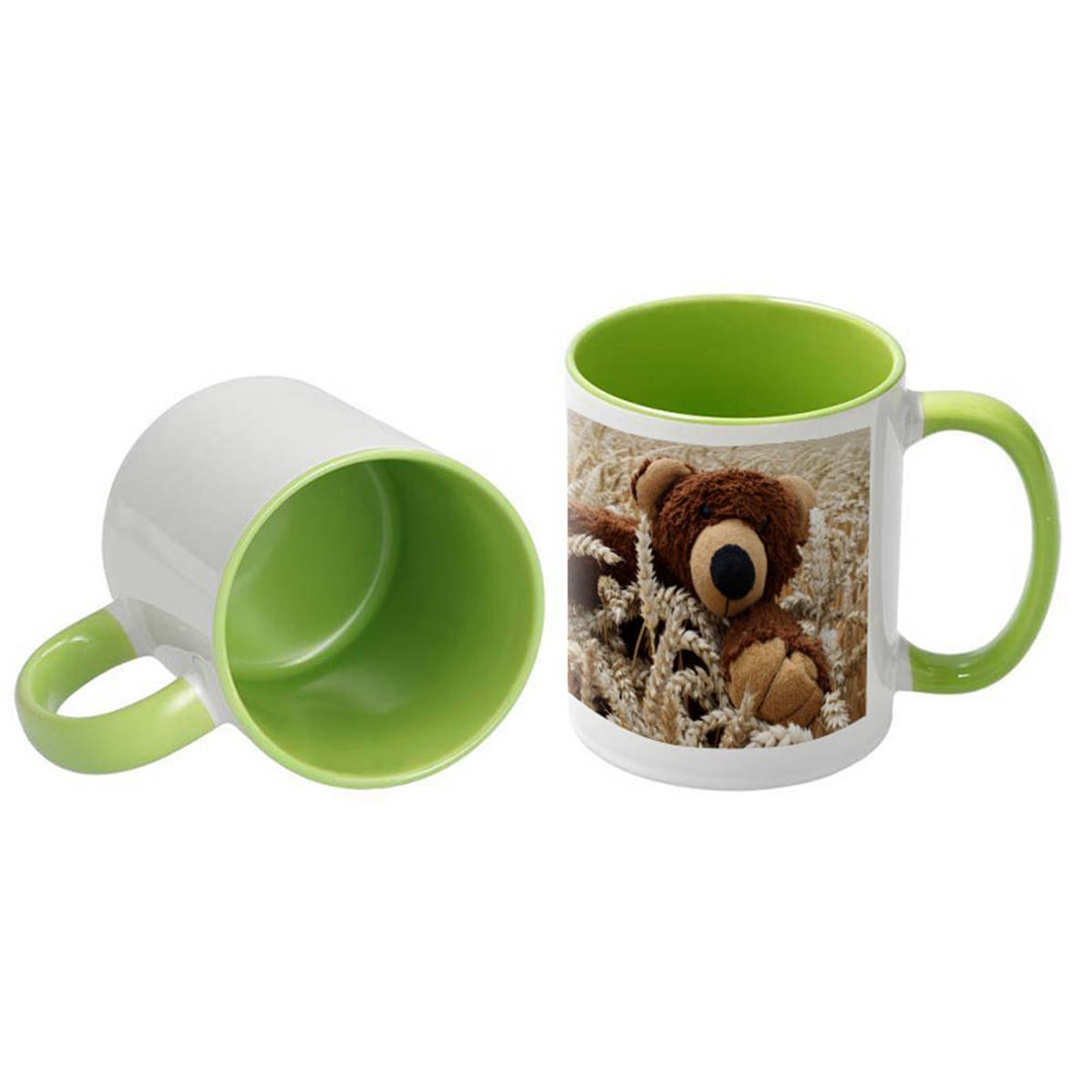 Mug Blanc 320ml (11oz) avec intérieur et poignée VERT - lot de 12