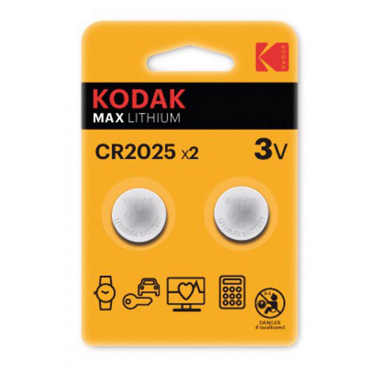 KODAK Piles Bouton Lithium x2 CR2025 3V Vendu par 12