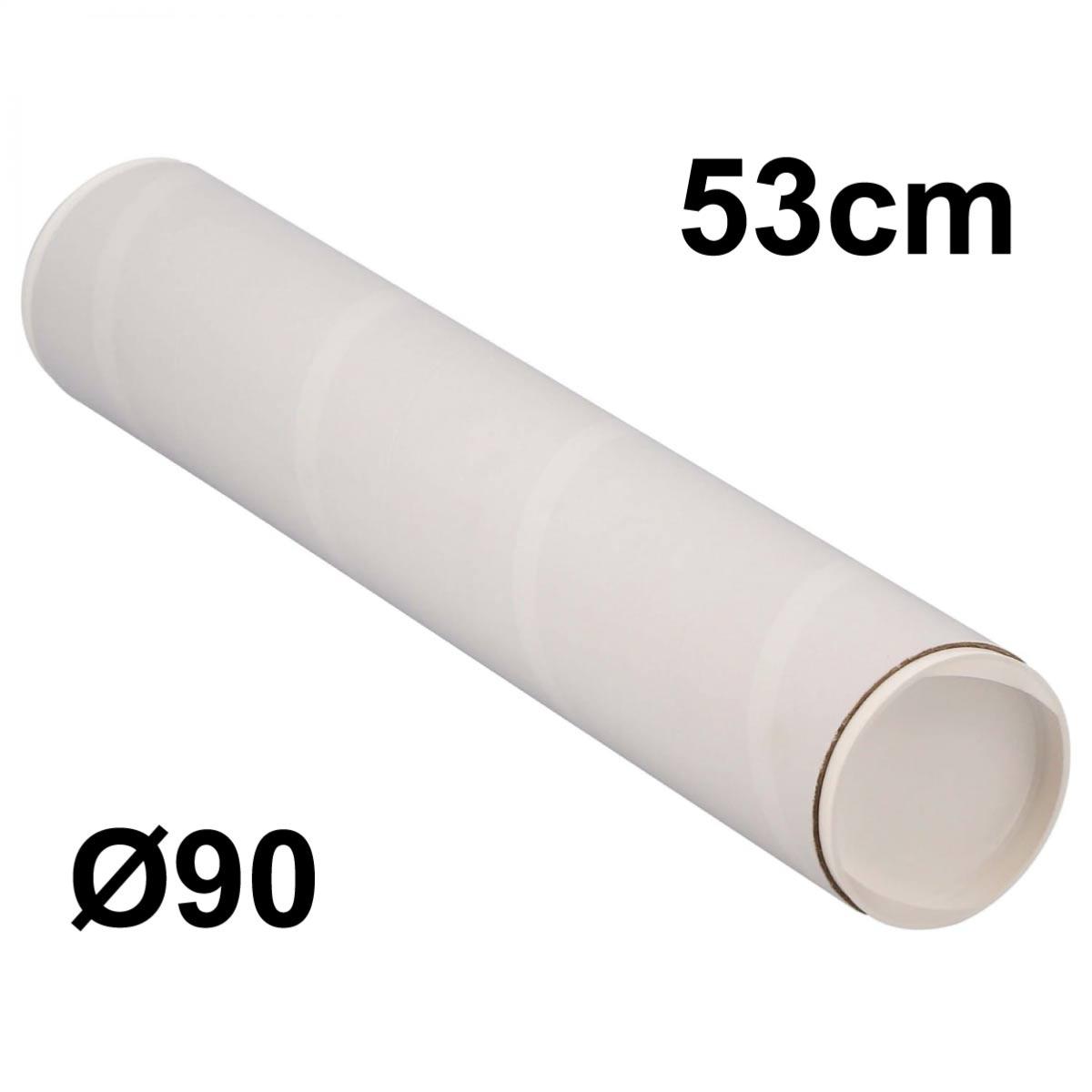 Tube Carton blanc 53cm ø90 + embouts - Lot de 6