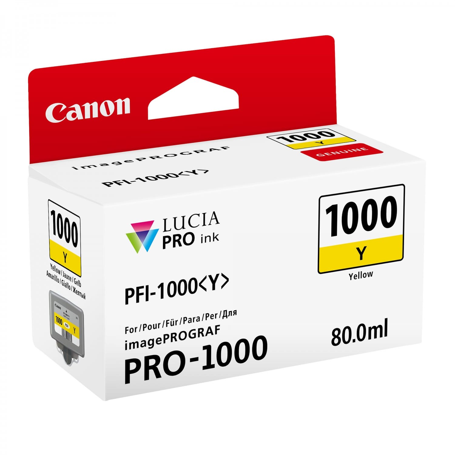 Cartouche PFI-1000Y JAUNE Pour imagePROGRAF PRO-1000 (80ml)
