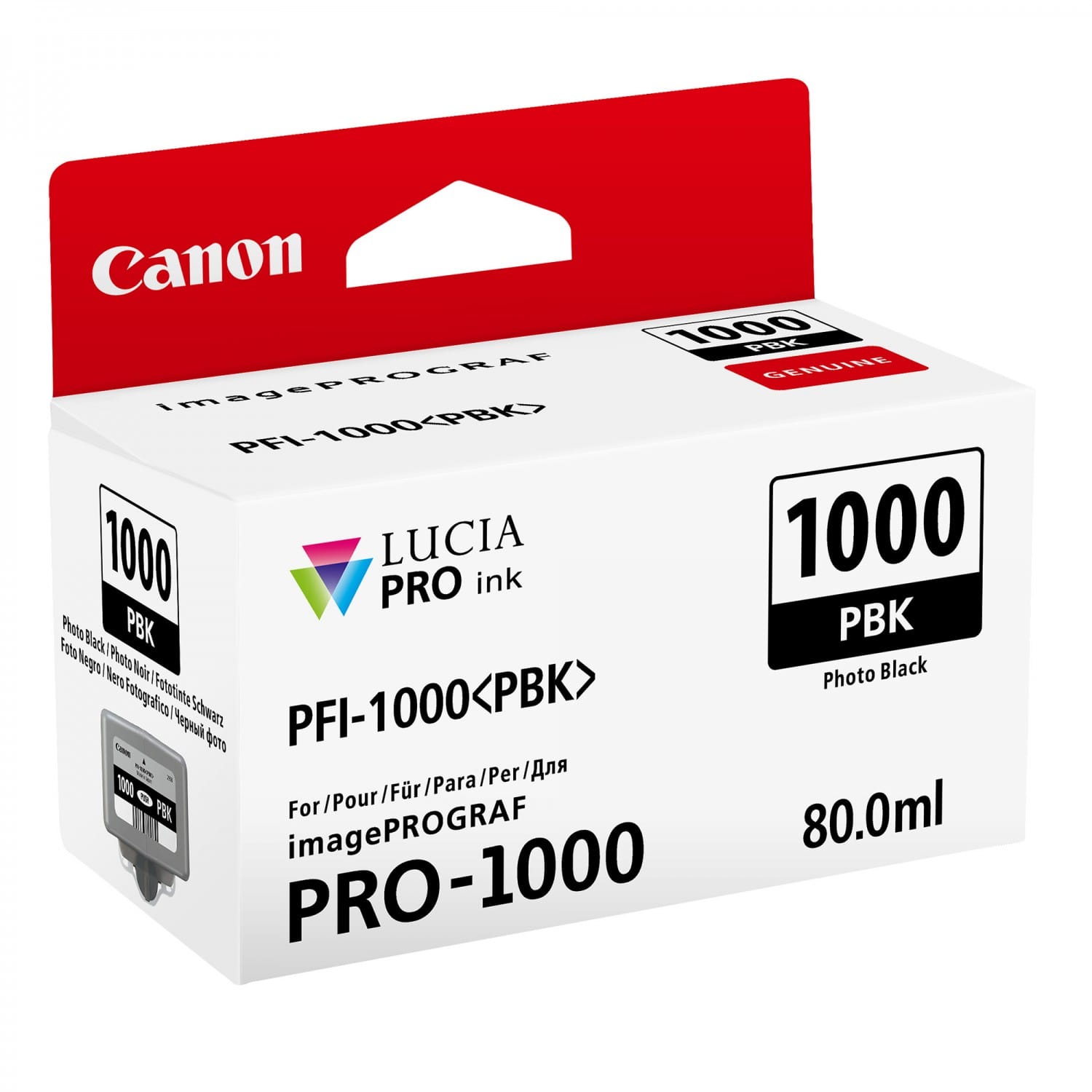 Cartouche PFI-1000PBK NOIR PHOTO pour imagePROGRAF PRO-1000 (80ml)