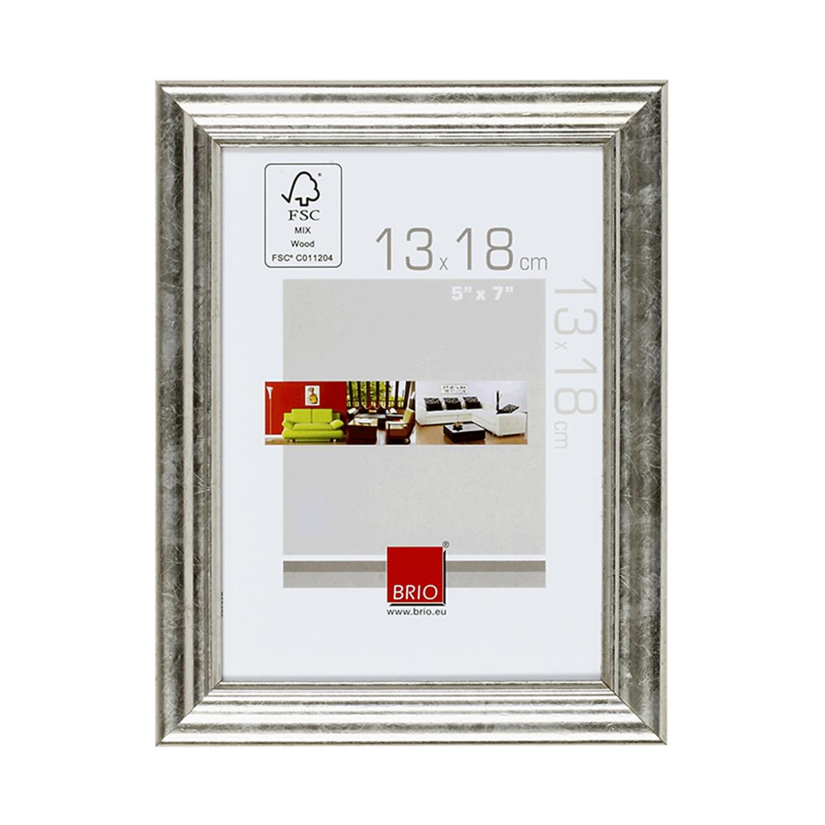 BRIO Cadre Bois CIRCEE ARGENT 13x18. Vendu par 2