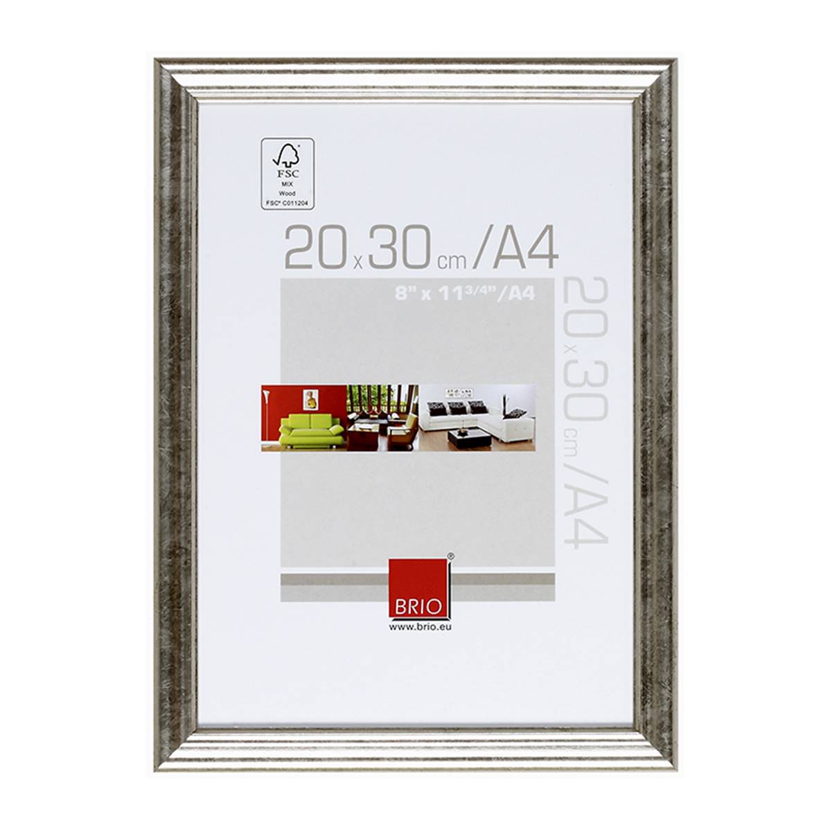 BRIO Cadre Bois CIRCEE ARGENT 20X30 / A4. Vendu par 2