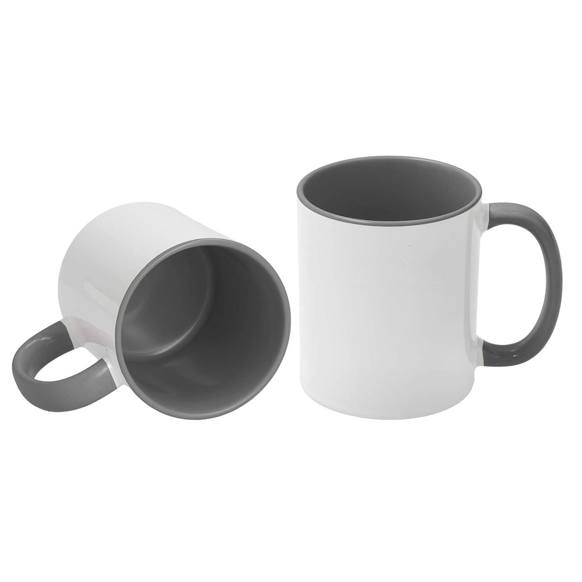 Mug Blanc 320ml (11oz) avec intérieur et poignée GRIS - lot de 12