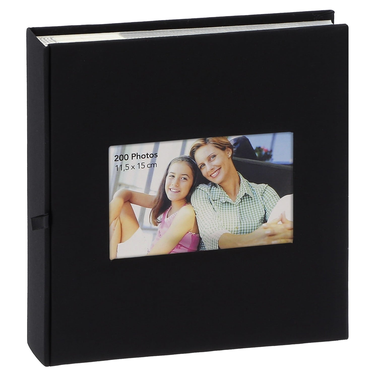Album photo pochettes avec mémo SQUARE - 100 pages blanches - 200 photos - NOIR 23,5x25cm + fenêtre (Lot de 2)