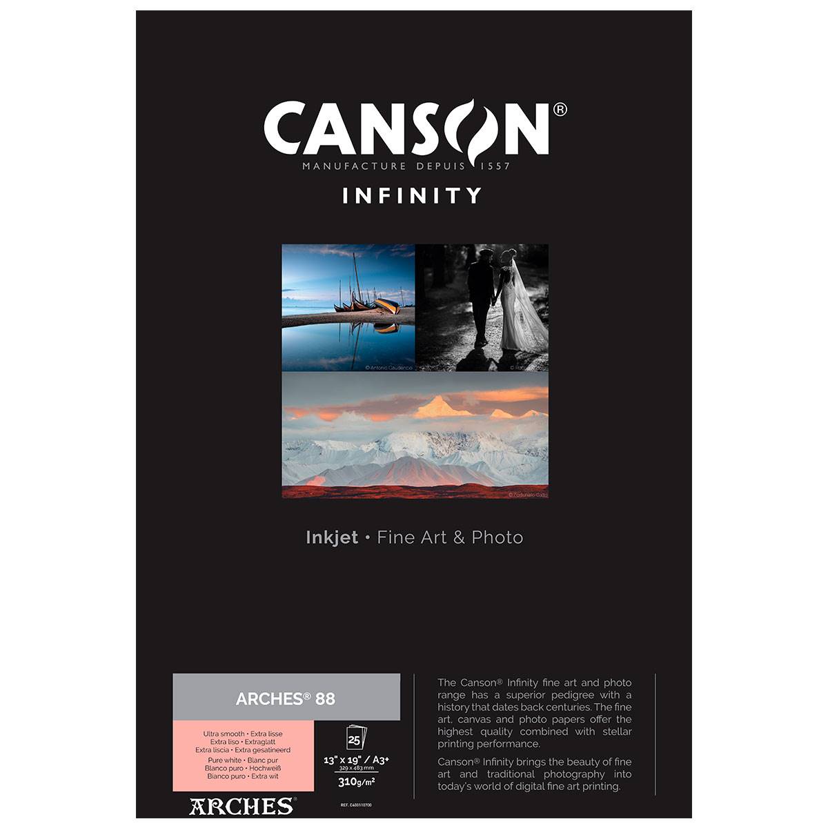CANSON Infinity Papier Arches 88 310g A3+ 25 feuilles