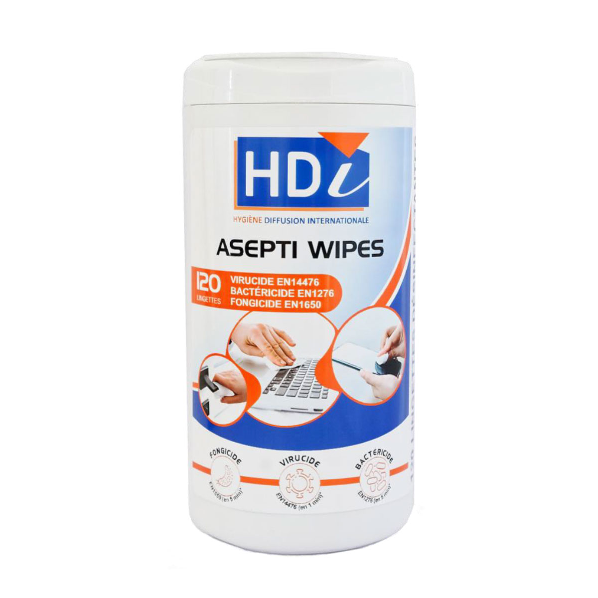 HD Boîte de 120 Lingettes Bactéricides Fongicides et Virucides