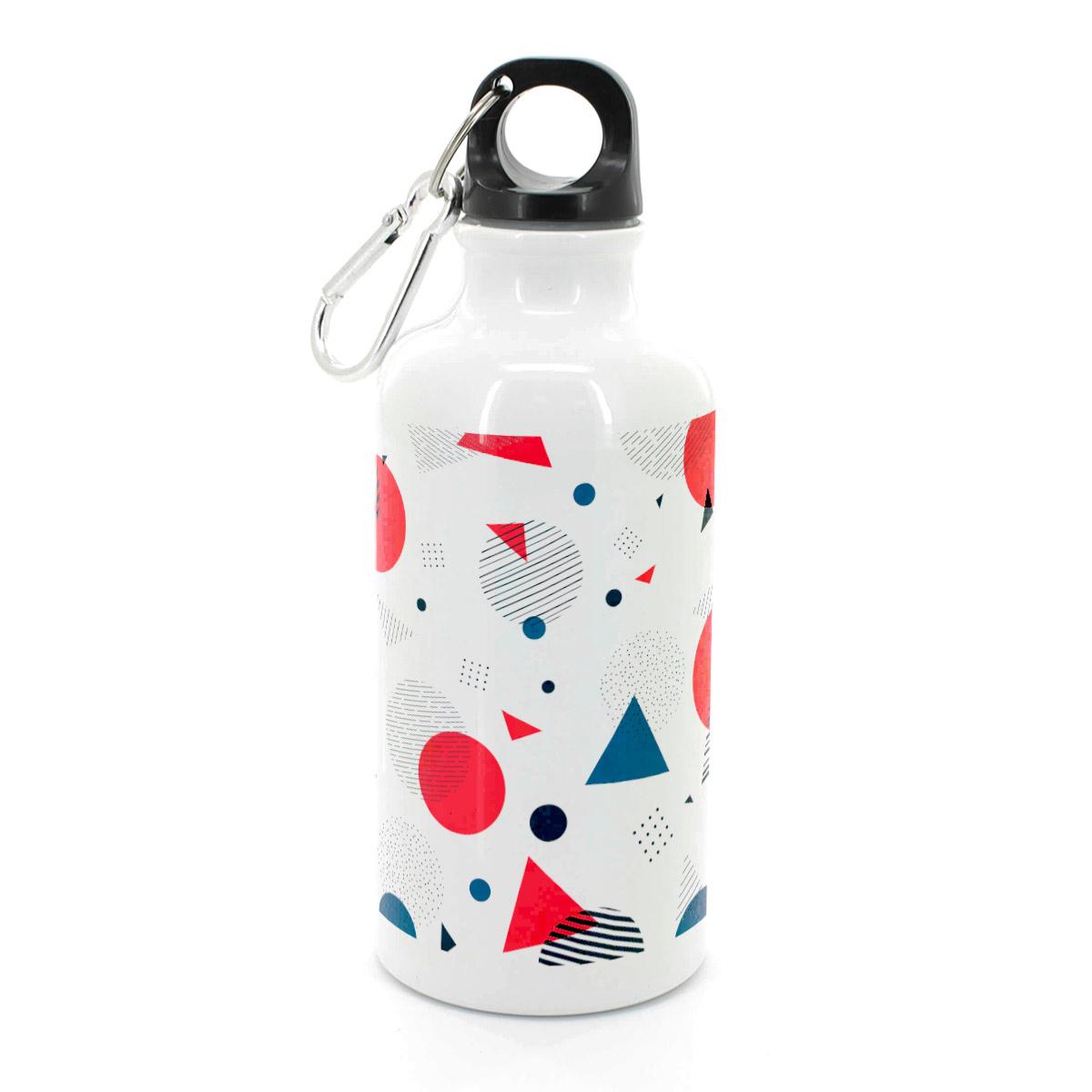 Gourde en Alu Blanc avec mousqueton 420ml - Lot de 10 (DESTOCK)