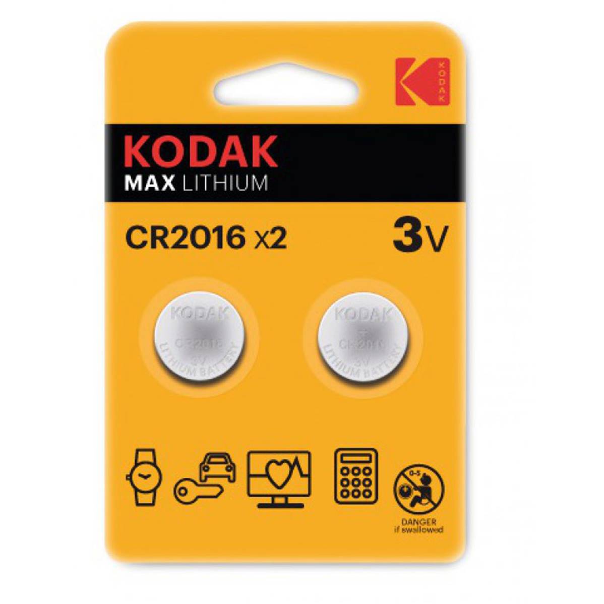 KODAK Piles Bouton Lithium x2 CR2016 - 3 V  Vendu par 12