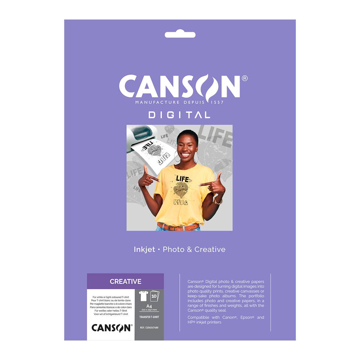 CANSON Papier Digital Creative Transfert sur T-shirt blanc A4 140g 5f