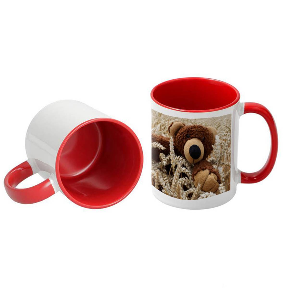 Mug Blanc 320ml (11oz) avec intérieur et poignée ROUGE - lot de 12