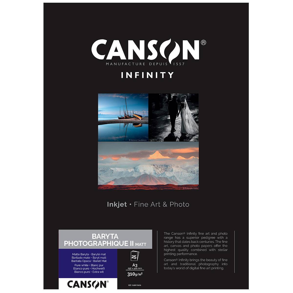 CANSON Infinity Papier Baryta Photographique II Matt 310g A3 25f