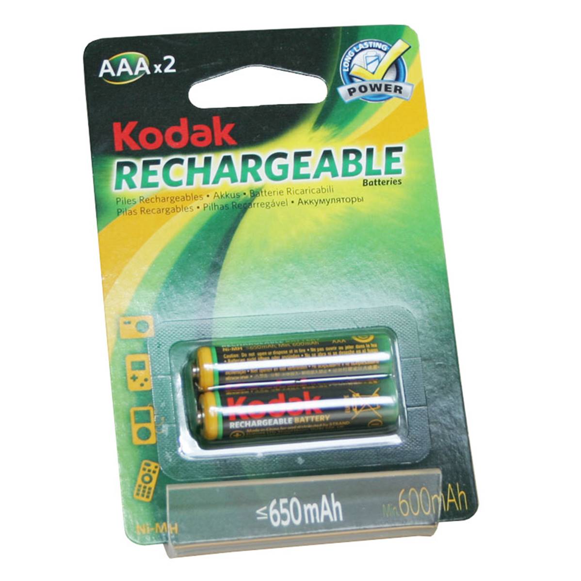 KODAK Piles Rechargeables Ni-MH AAA 650mAh x2 Vendu par 10