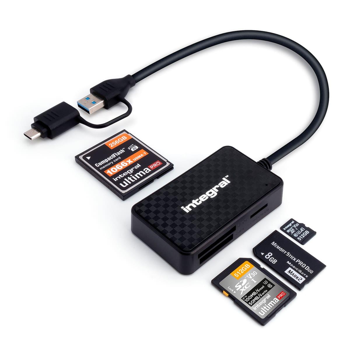 INTEGRAL Lecteur de cartes universel 4 en 1 USB 3.2 Type A & Type C