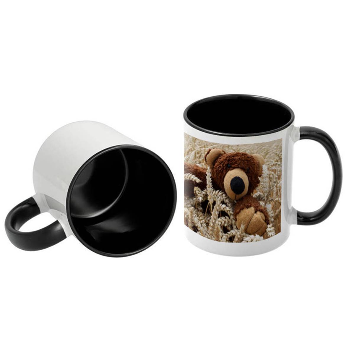 Mug Blanc 320ml (11oz) avec intérieur et poignée NOIR - lot de 12