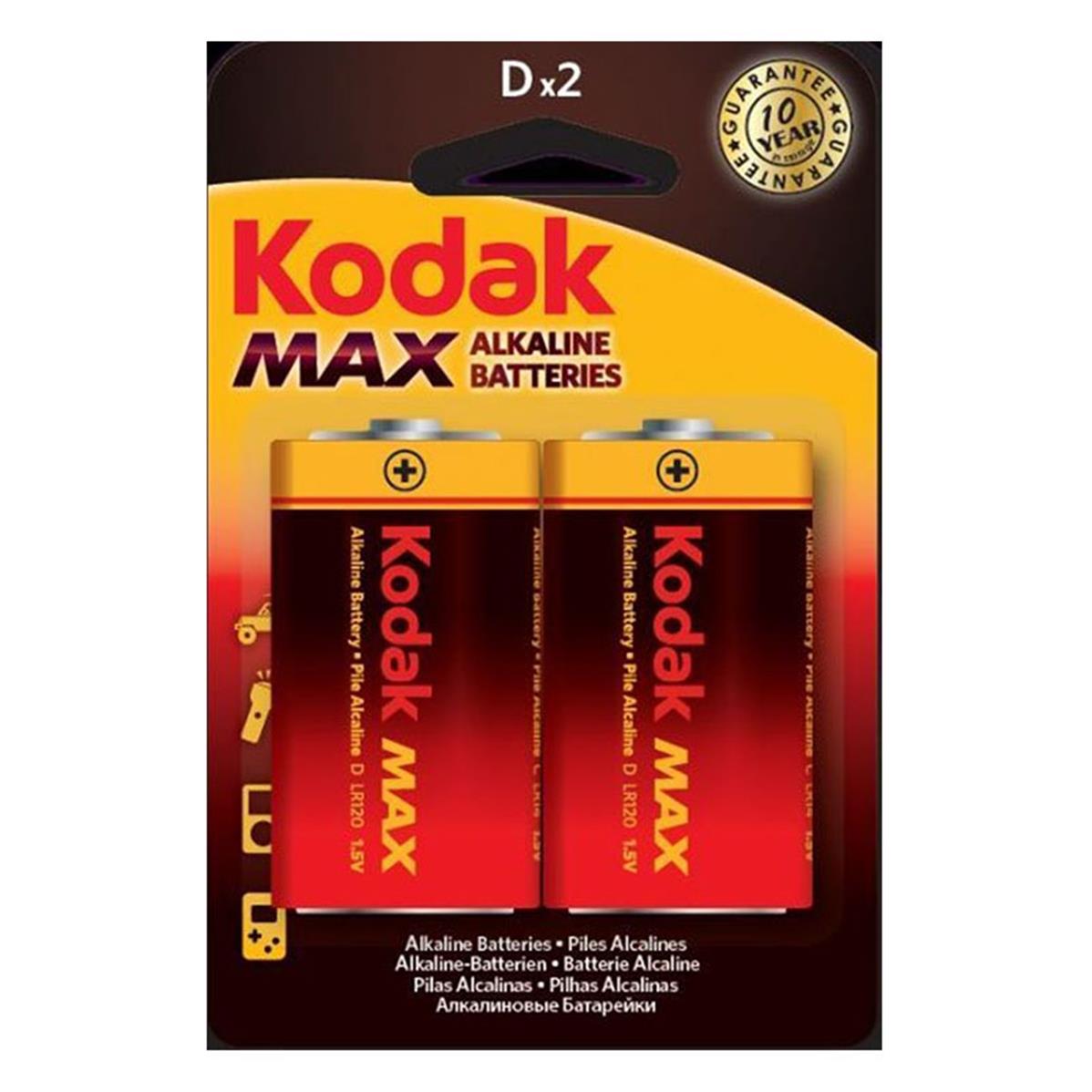KODAK Piles Max Alcaline KD2/LR20 1,5V - x2  Vendu par 10
