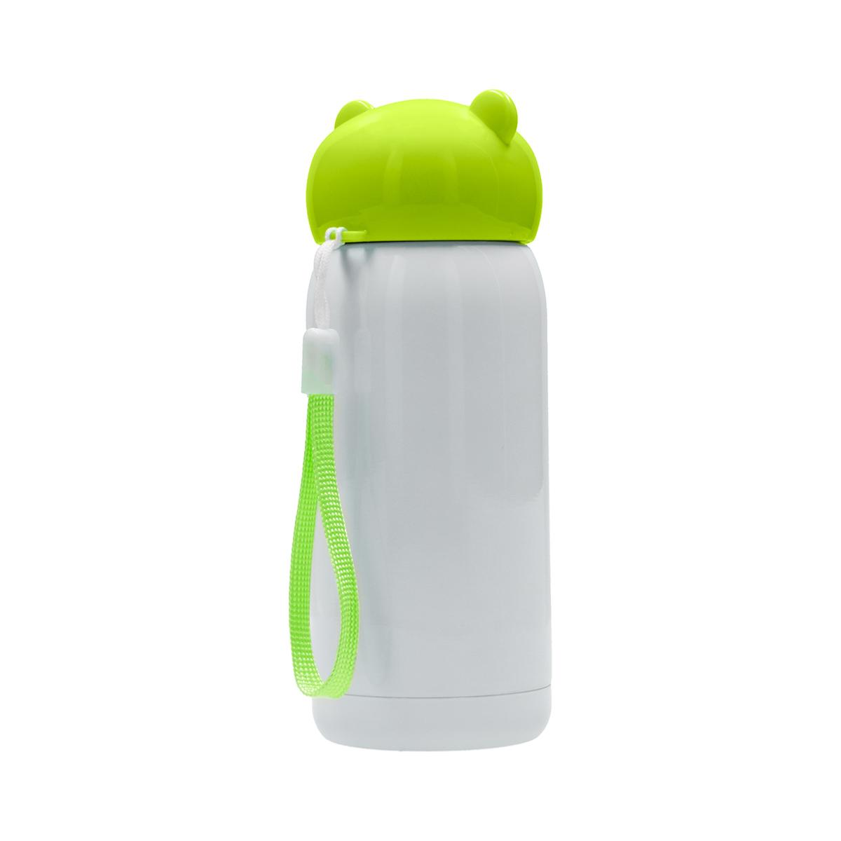Gourde Enfant en Acier Inoxydable Blanc 320ml Bouchon Vert