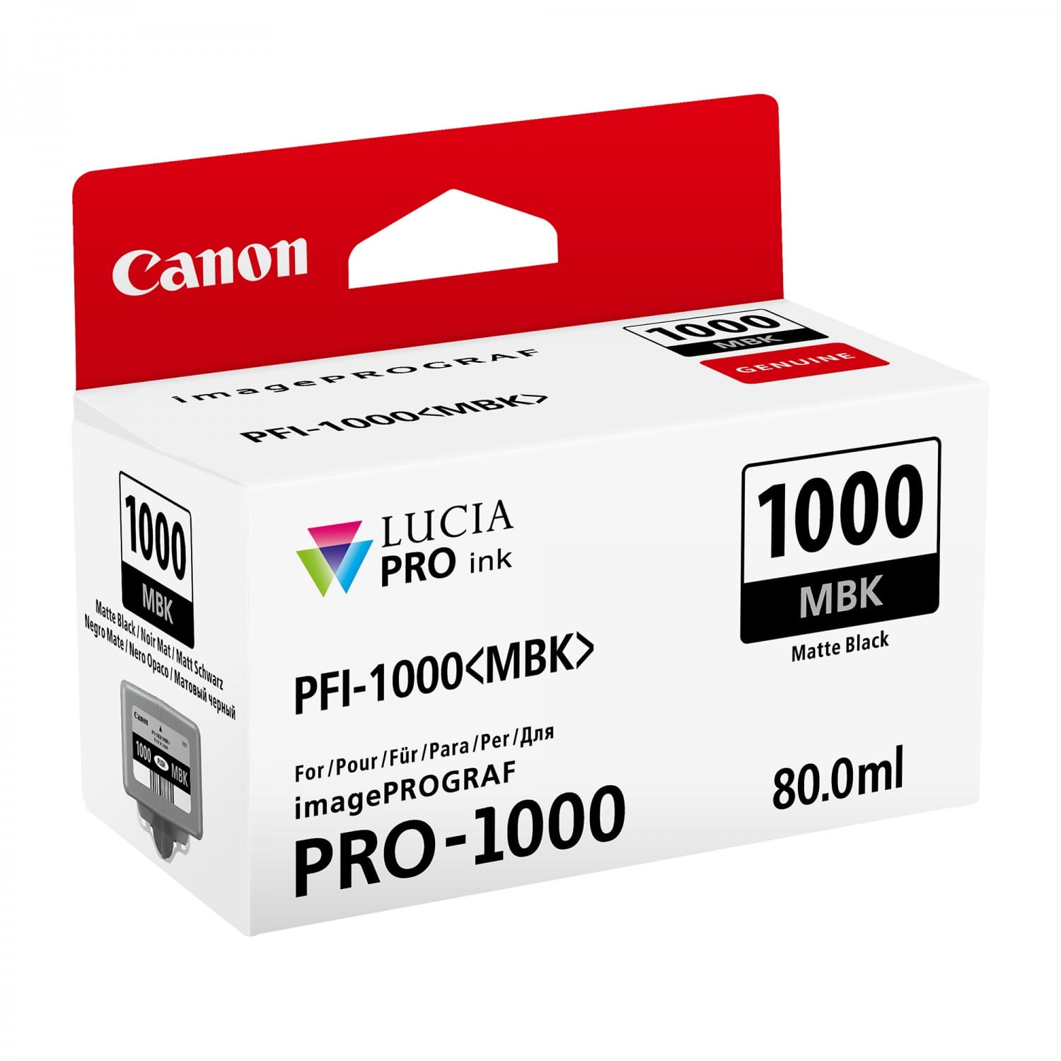 Cartouche PFI-1000MBK NOIR MAT pour imagePROGRAF PRO-1000 (80ml)