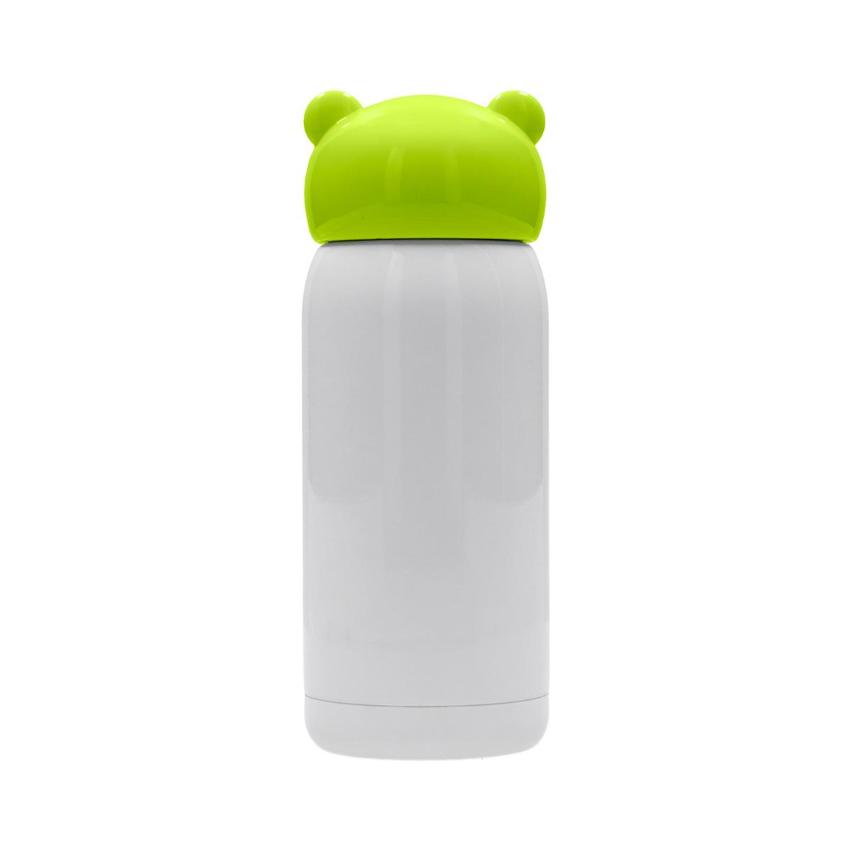 Gourde Enfant en Acier Inoxydable Blanc 320ml Bouchon Vert