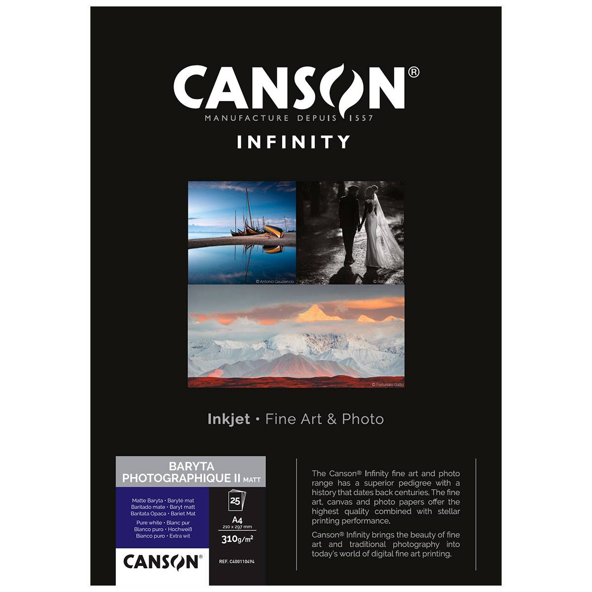 CANSON Infinity Papier Baryta Photographique II Matt 310g A4 25f