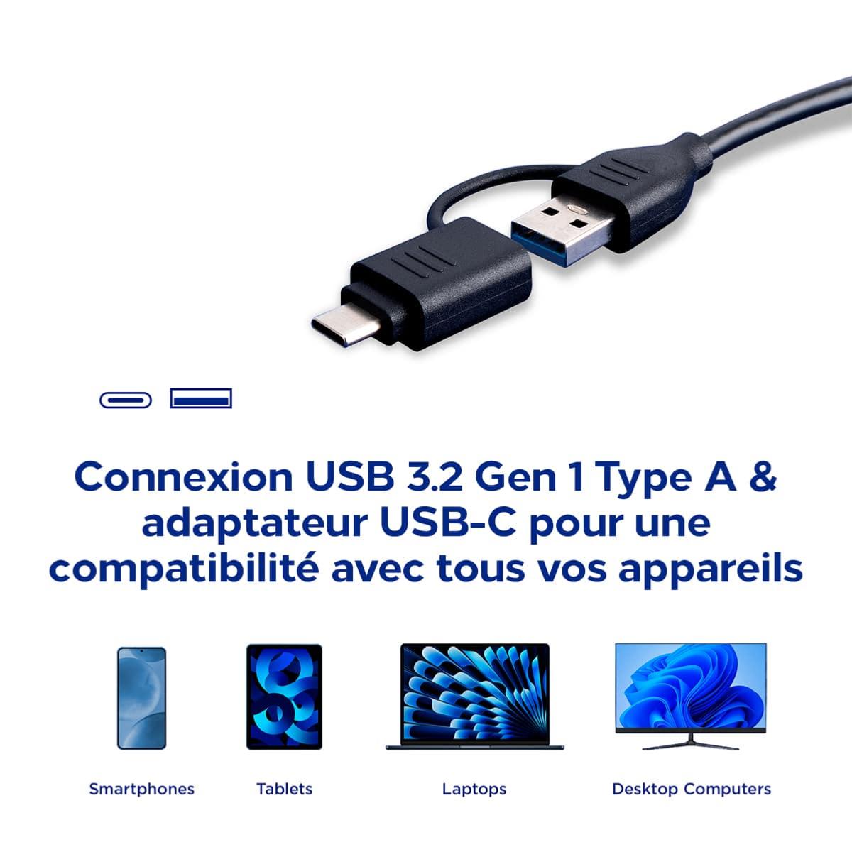 INTEGRAL Lecteur de cartes universel 4 en 1 USB 3.2 Type A & Type C