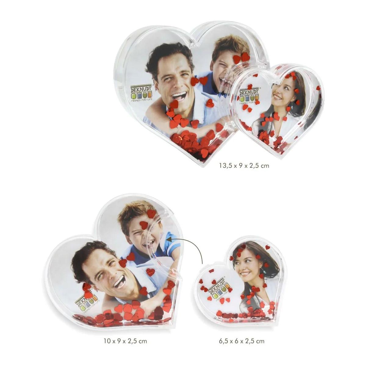 DEKNUDT Cadre Photo Forme Double Coeur 13.5x9cm - vendu par 6