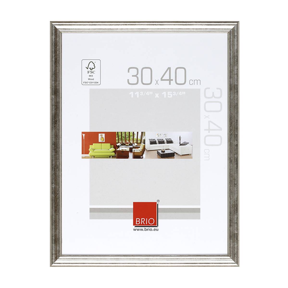 BRIO Cadre Bois CIRCEE ARGENT 30X40.  *