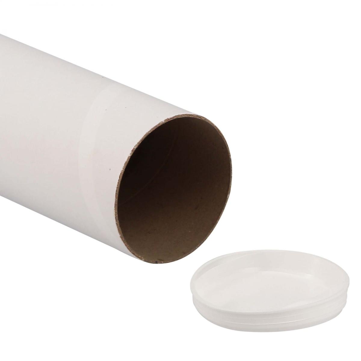 Tube Carton blanc 63cm ø90 + embouts - Lot de 6