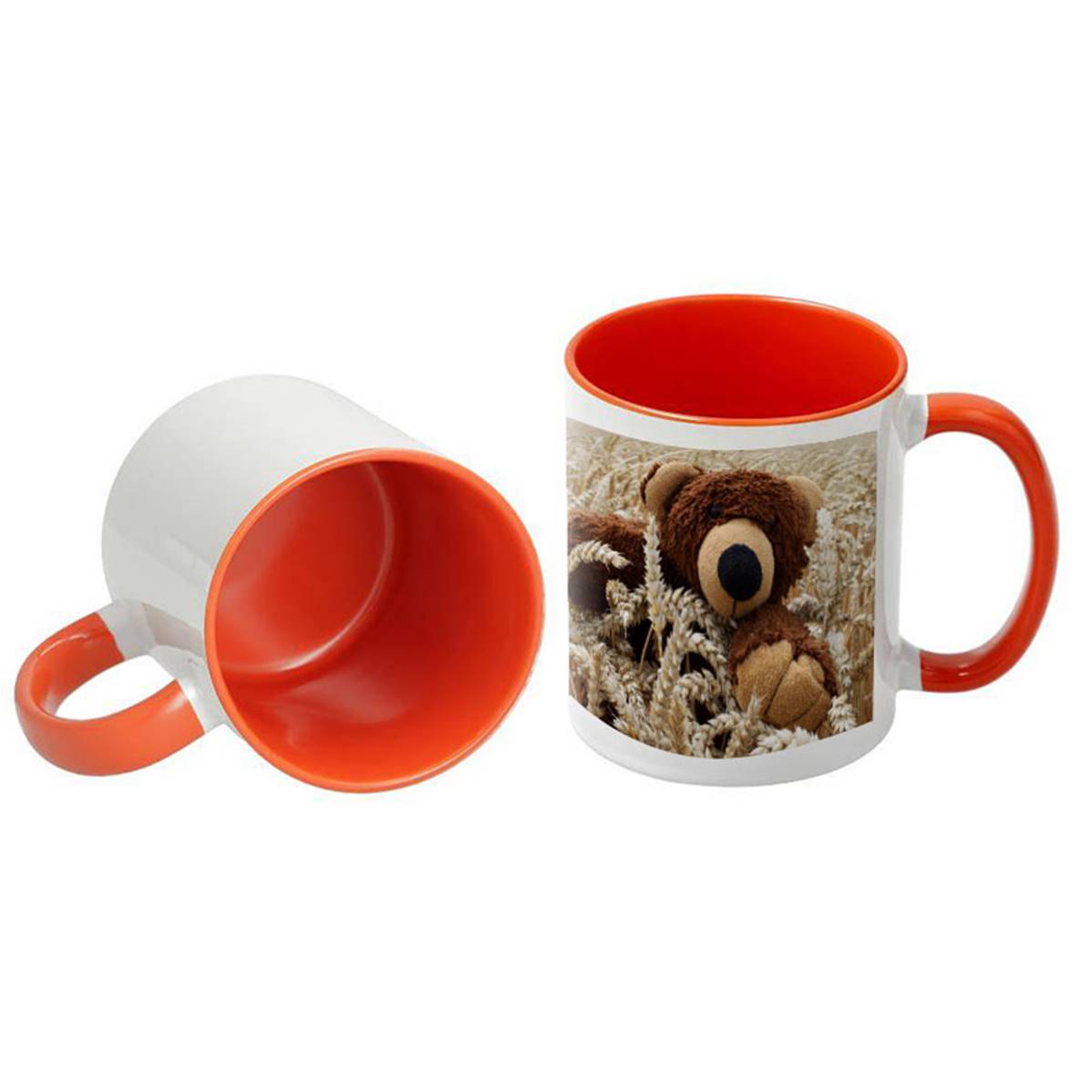 Mug Blanc 320ml (11oz) avec intérieur et poignée ORANGE - lot de 12