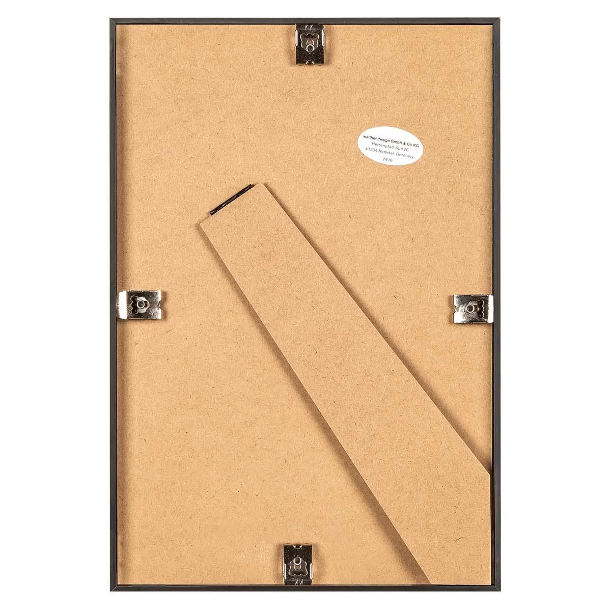 WALTHER Cadre plastique Steel Style 15x20cm - Couleur Acier -Lot de 4