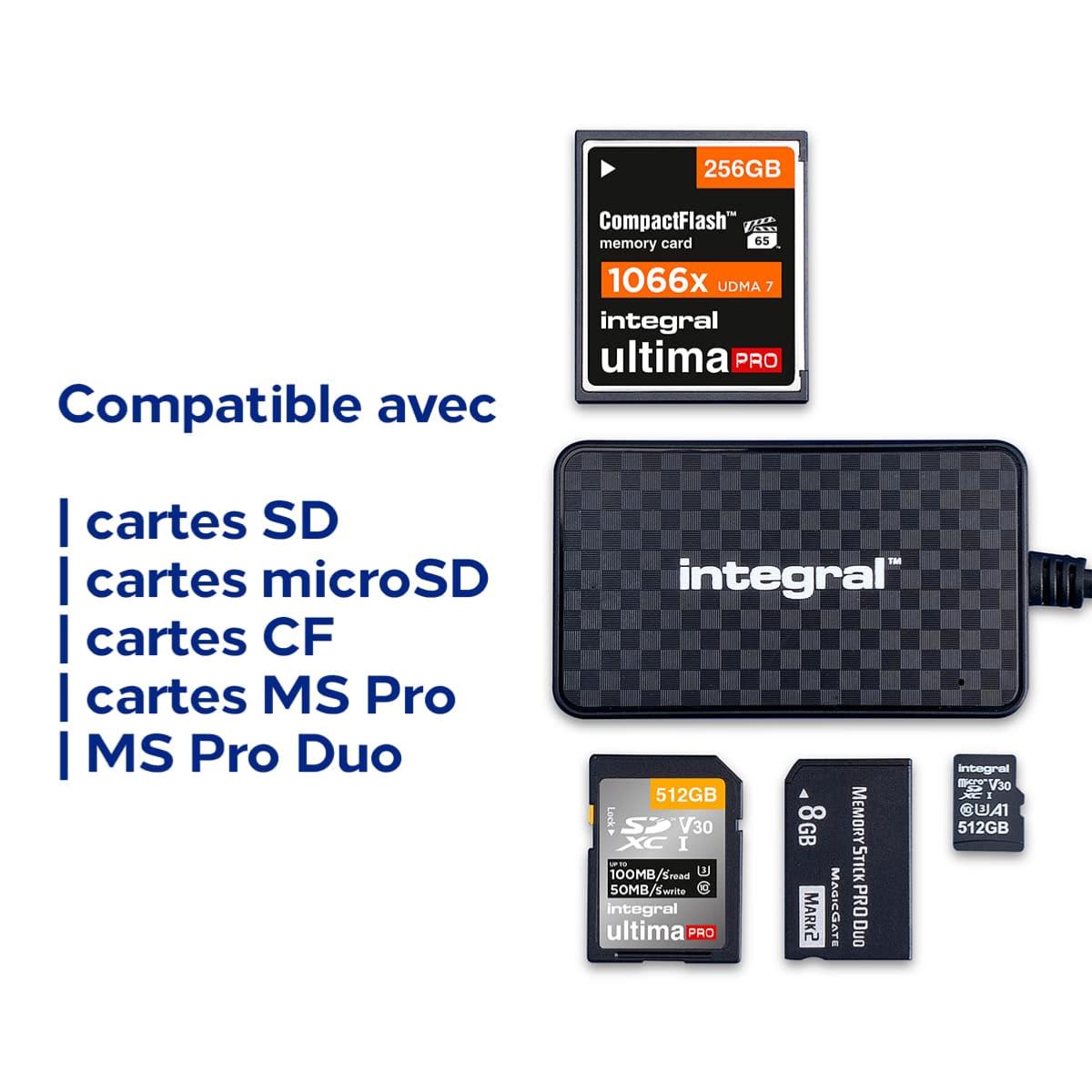 INTEGRAL Lecteur de cartes universel 4 en 1 USB 3.2 Type A & Type C