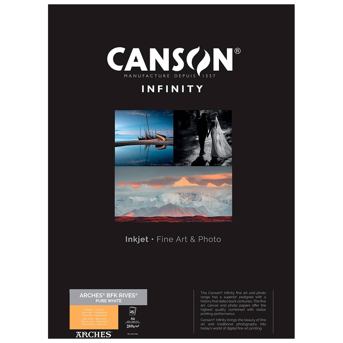 CANSON Infinity Papier Arches BFK Rives Pure White 310g A2 25 feuil.