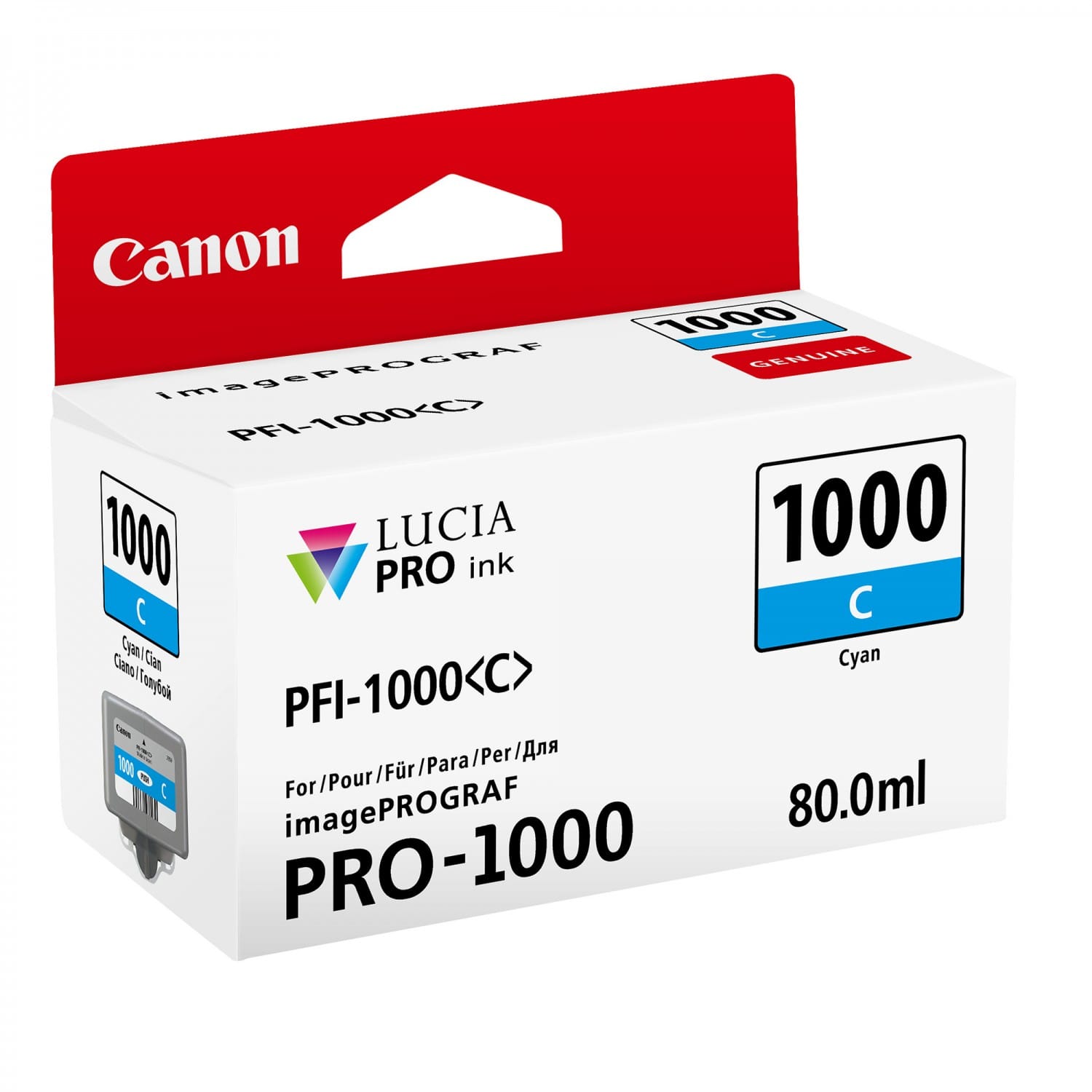 Cartouche PFI-1000C CYAN pour imagePROGRAF PRO-1000 (80ml)